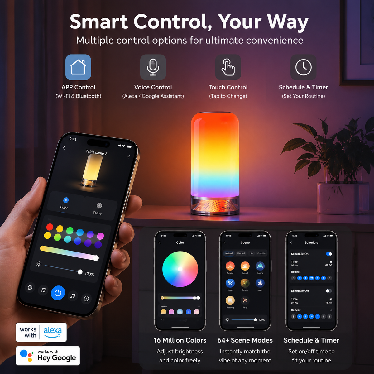 PulseCore Smart Ambient Table Lamp